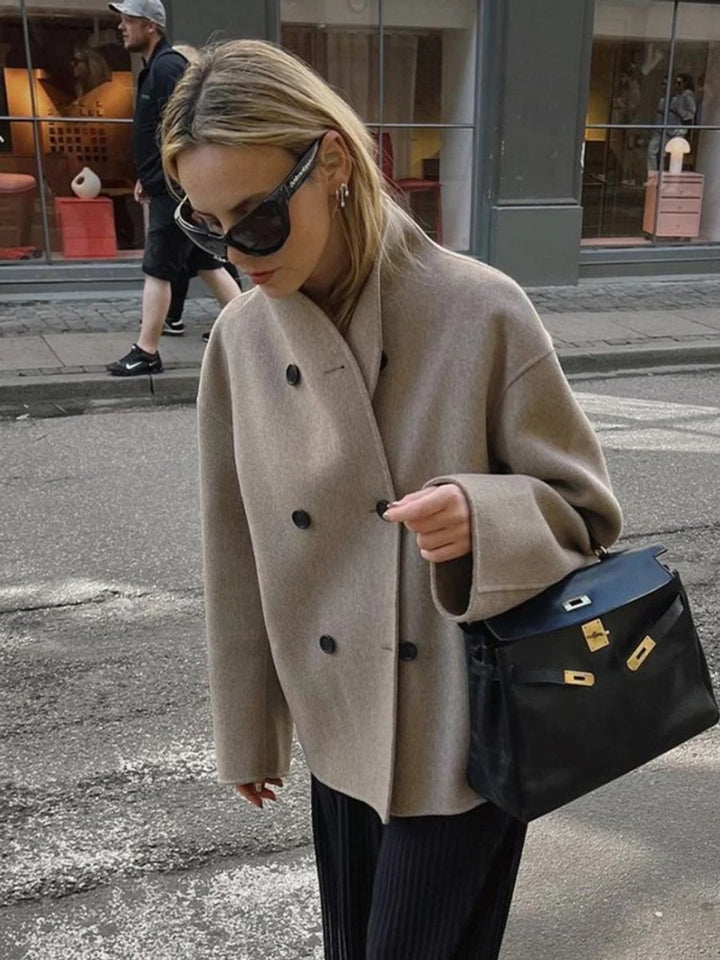 Women's Double-Breasted Wide-Lapel Asymmetric Trench Coat