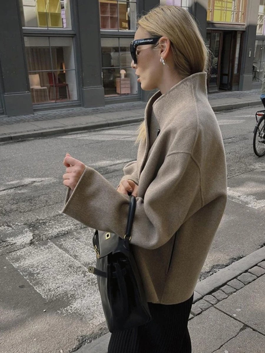 Women's Double-Breasted Wide-Lapel Asymmetric Trench Coat