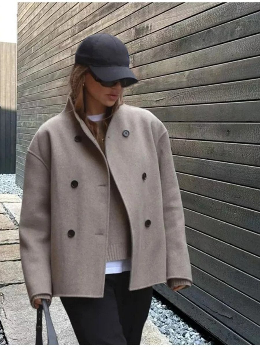 Women's Double-Breasted Wide-Lapel Asymmetric Trench Coat