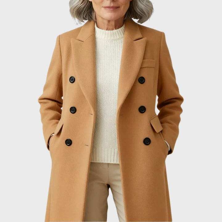 Women's Double-Breasted Wool-Blend Long Trench Coat