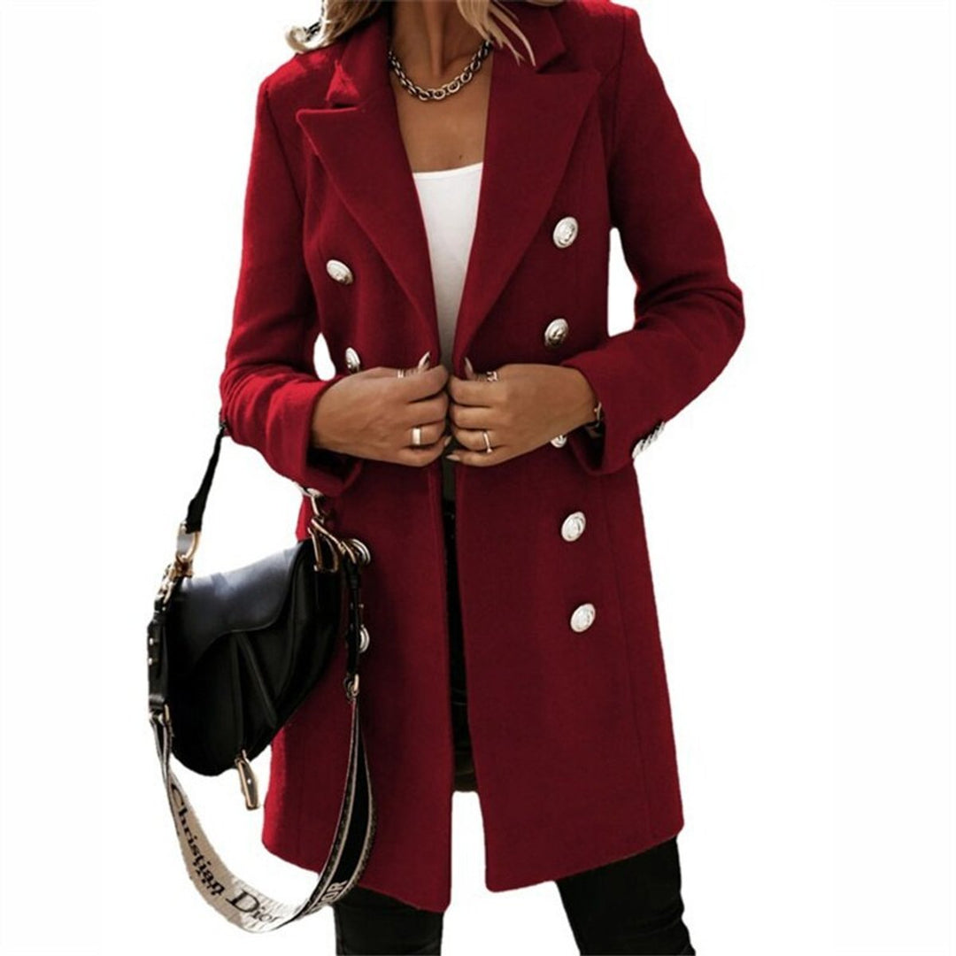 Women's Double-Breasted Wool-Look Long Trench Coat