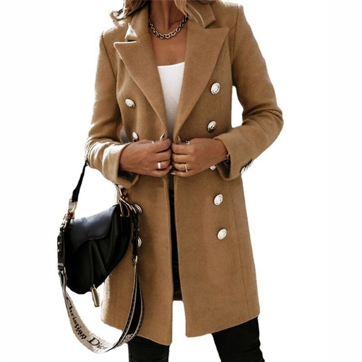 Women's Double-Breasted Wool-Look Long Trench Coat