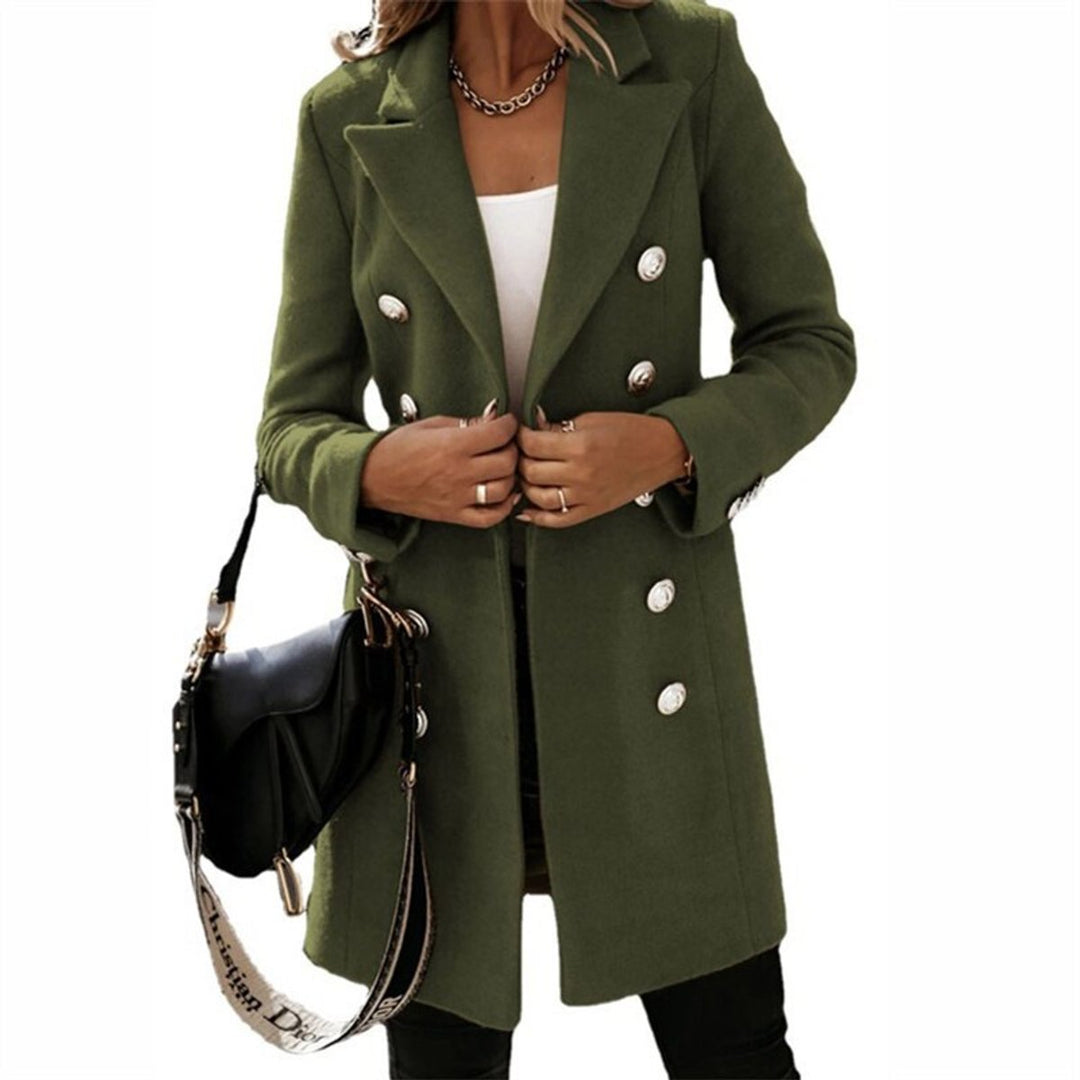 Women's Double-Breasted Wool-Look Long Trench Coat