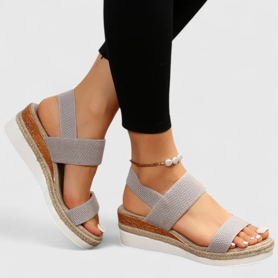 Women's Elastic-Strap Espadrille Wedge Open-Toe Sandals
