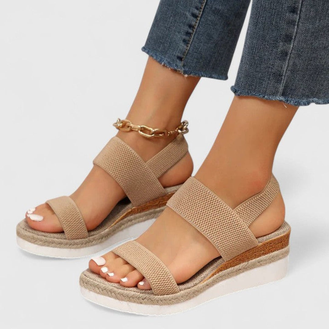 Women's Elastic-Strap Espadrille Wedge Open-Toe Sandals