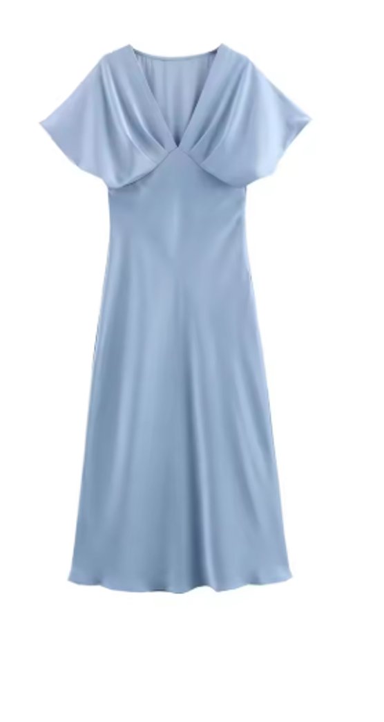 Women's Elegant Puff-Sleeve Bodycon Fall Midi Dress