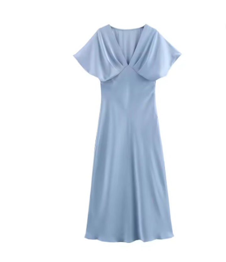 Women's Elegant Puff-Sleeve Bodycon Fall Midi Dress
