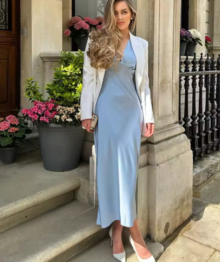 Women's Elegant Puff-Sleeve Bodycon Fall Midi Dress