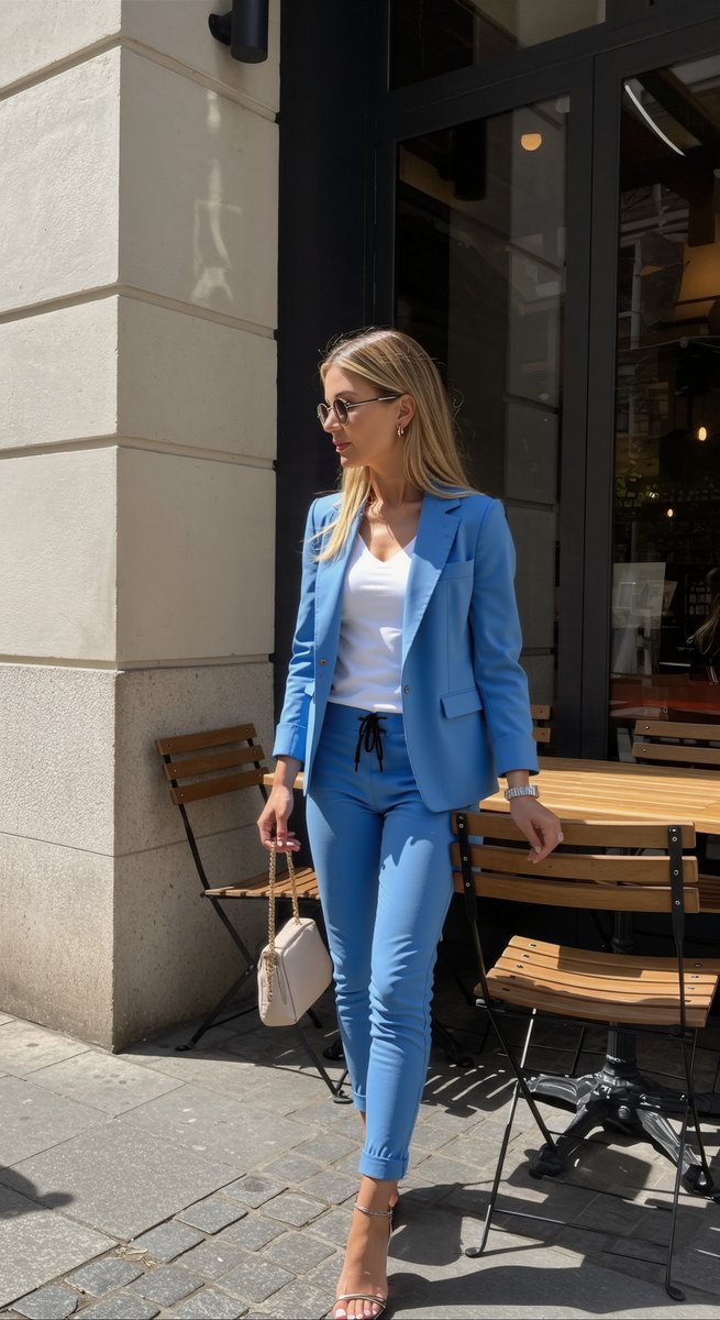 Women's Elegant Relaxed-Fit Two-Piece Blazer Pants Set