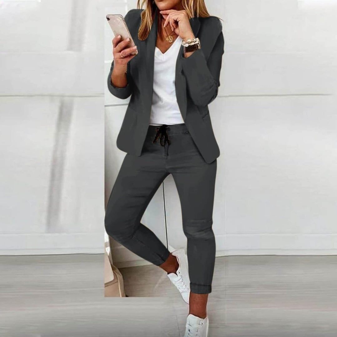 Women's Elegant Relaxed-Fit Two-Piece Blazer Pants Set