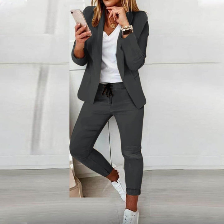 Women's Elegant Relaxed-Fit Two-Piece Blazer Pants Set