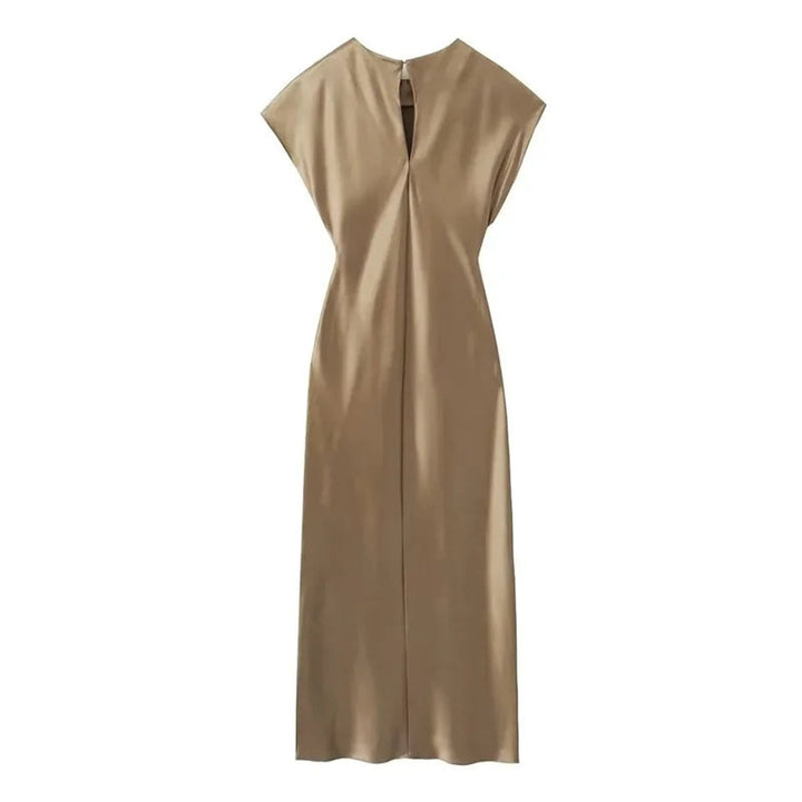 Women's Elegant Satin Sleeveless Fall Midi Dress