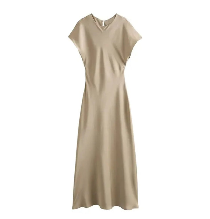 Women's Elegant Satin Sleeveless Fall Midi Dress