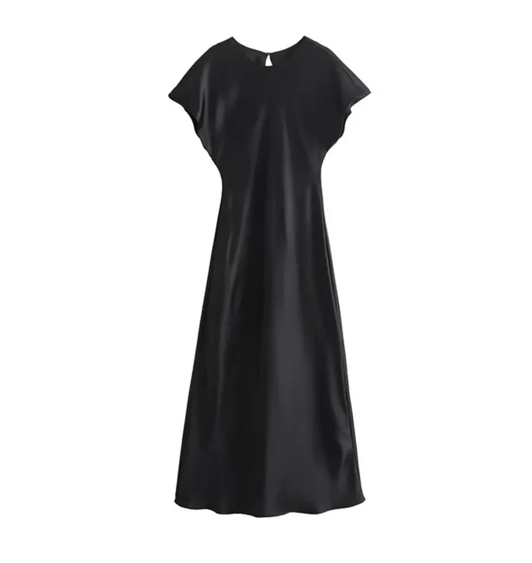Women's Elegant Satin Sleeveless Fall Midi Dress