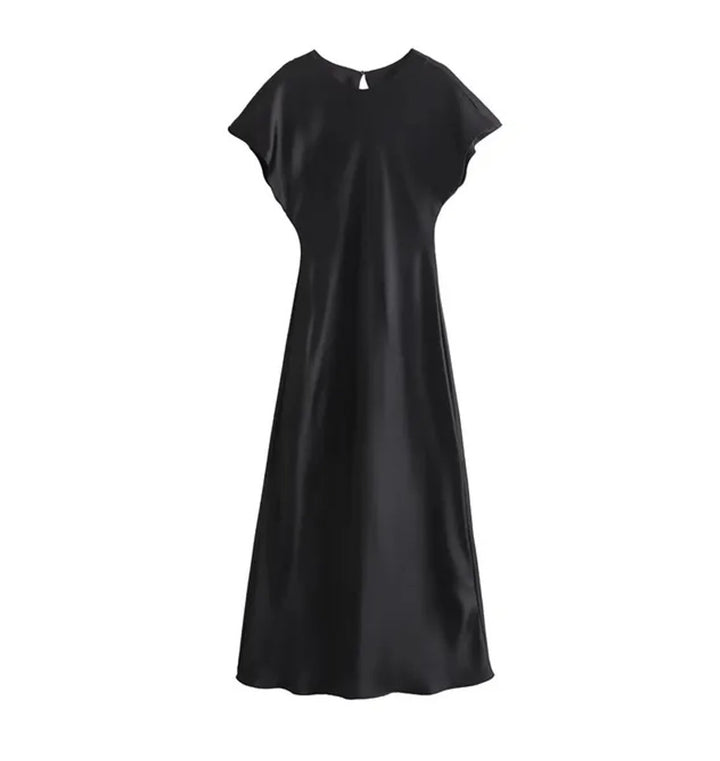 Women's Elegant Satin Sleeveless Fall Midi Dress