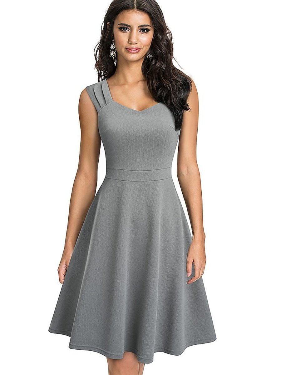 Women's Elegant Sleeveless Fall Midi Dress Special Occasion