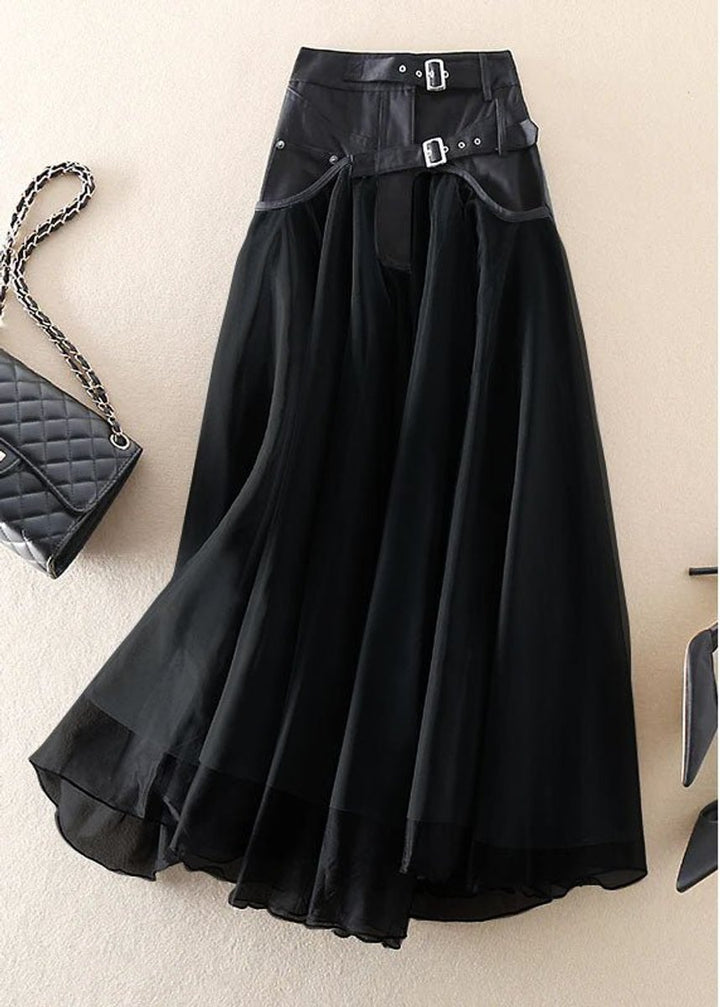 Women's Elegant Tulle Fall Midi Skirt High-Waist Layered A-Line
