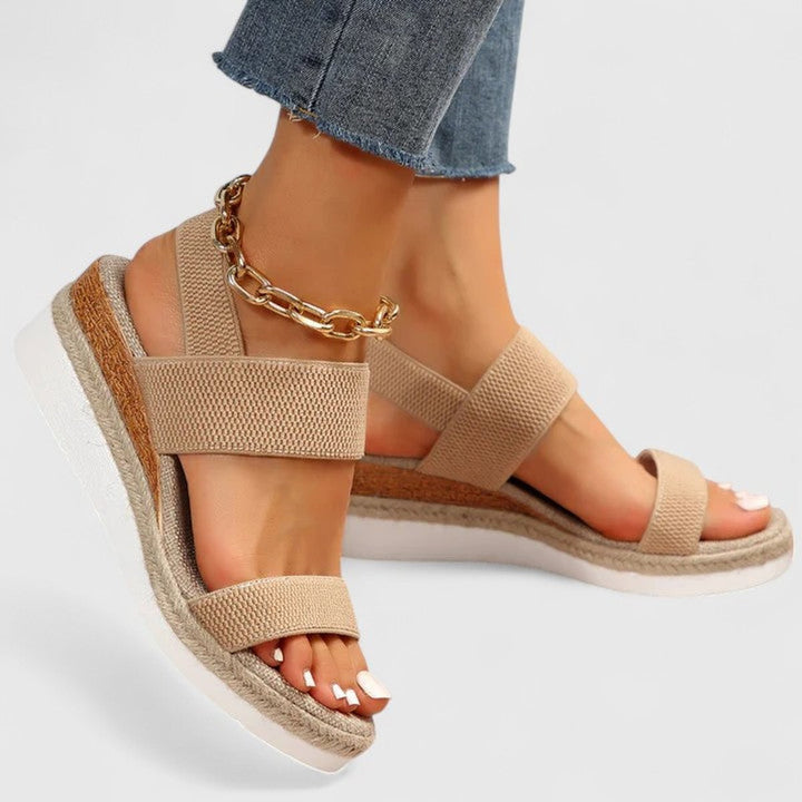 Women's Espadrille Wedge Open-Toe Elastic Strap Slingback Sandals