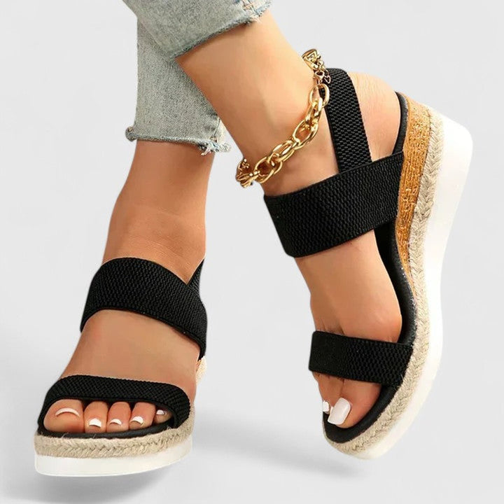 Women's Espadrille Wedge Open-Toe Elastic Strap Slingback Sandals