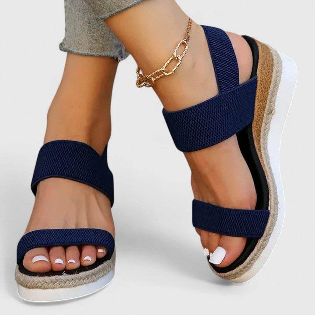 Women's Espadrille Wedge Open-Toe Elastic Strap Slingback Sandals
