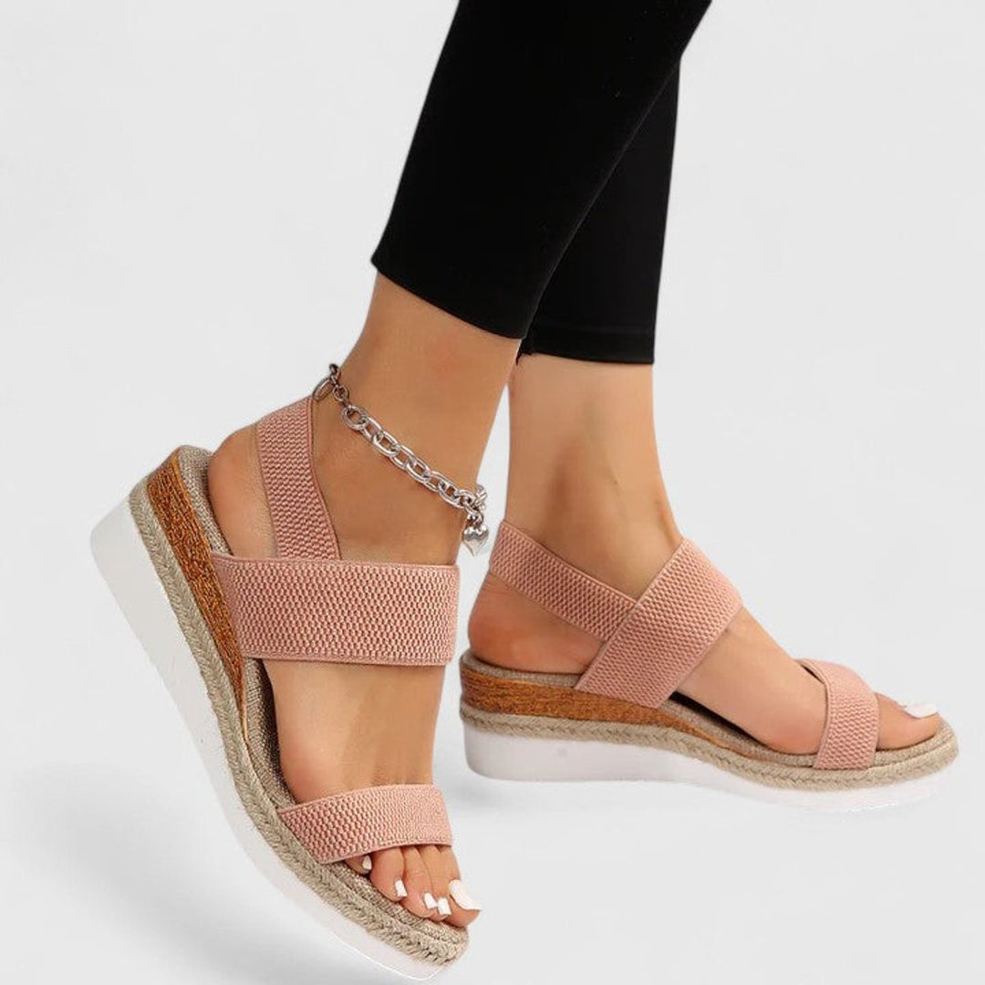 Women's Espadrille Wedge Open-Toe Elastic Strap Slingback Sandals