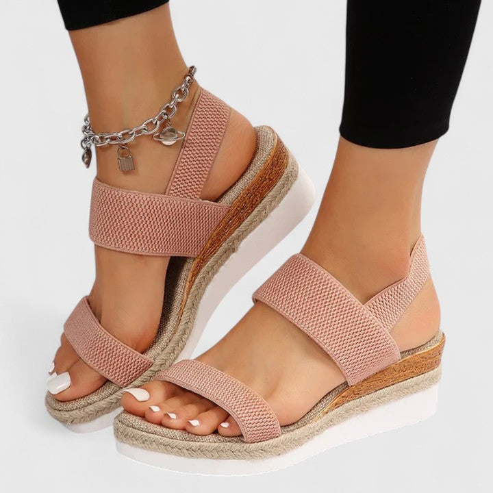 Women's Espadrille Wedge Open-Toe Elastic Strap Slingback Sandals