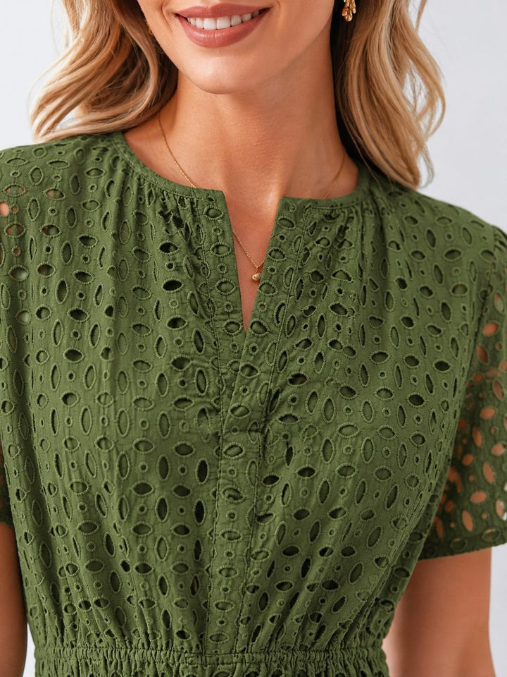 Women's Eyelet A-Line Tiered Midi Formal Dress