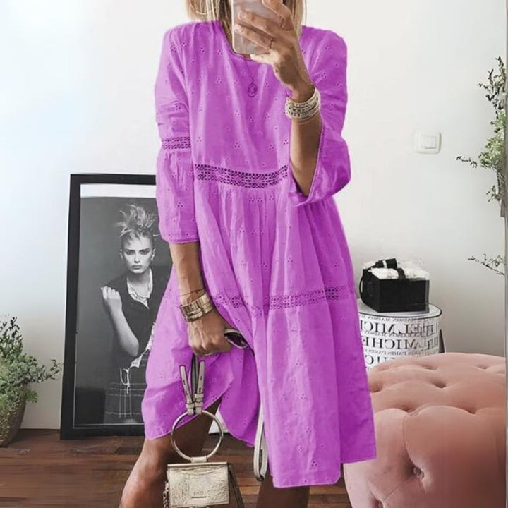 Women's Eyelet Lace-Trim Tiered Formal Dress