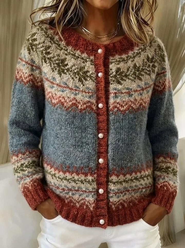 Women's Fair Isle Button-Front Knit Cardigan Sweater