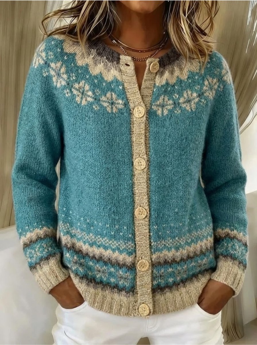 Women's Fair Isle Button-Front Knit Cardigan Sweater