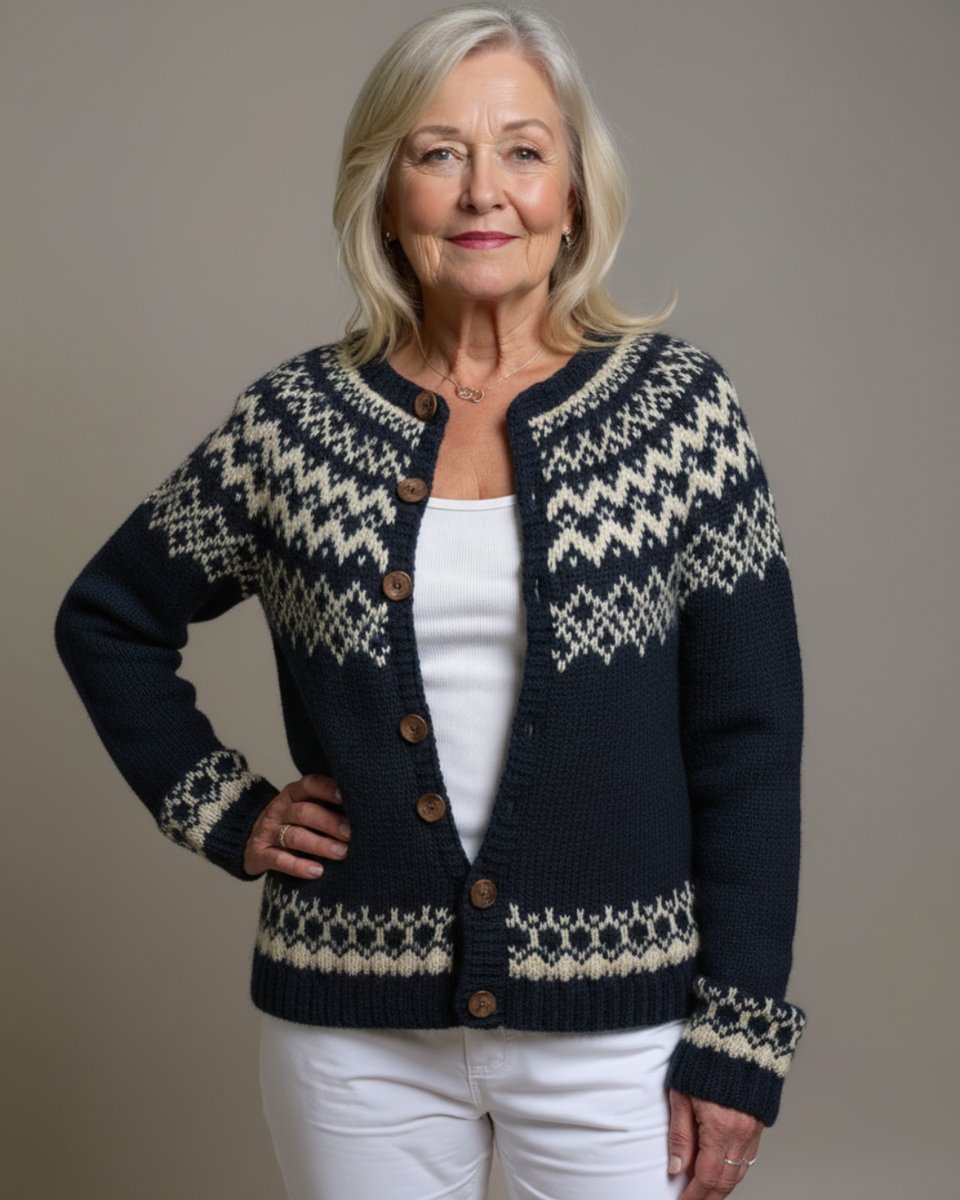Women's Fair Isle Knit Pullover Cardigan Sweater
