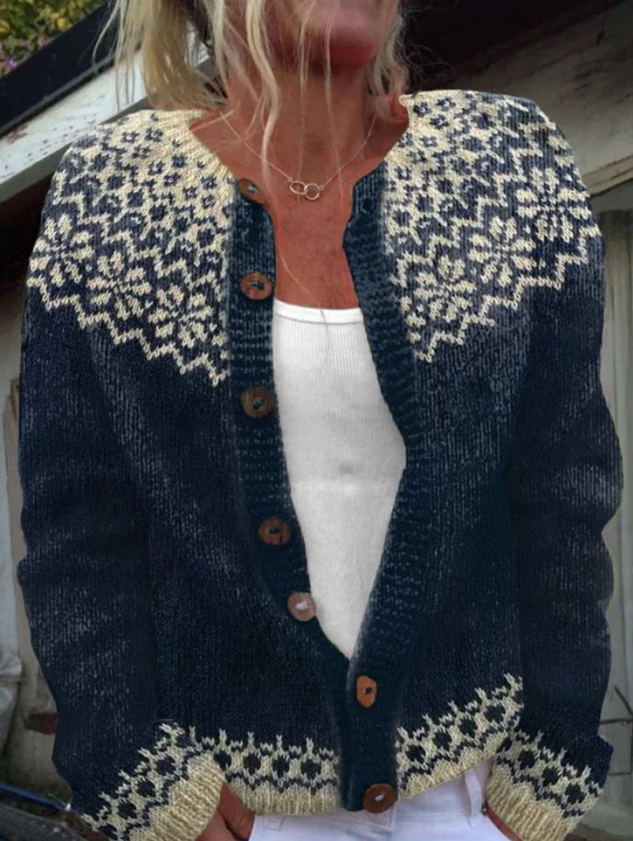 Women's Fair Isle Knit Pullover Cardigan Sweater
