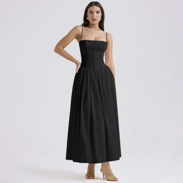 Women's Fall Wedding Guest Dress Corset Bodice Pleated Midi