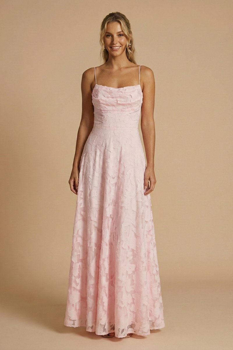 Women's Fall Wedding Guest Dress Floral Appliqué Sleeveless Maxi Gown