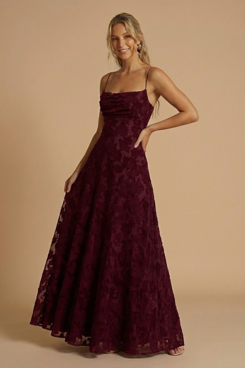 Women's Fall Wedding Guest Dress Floral Appliqué Sleeveless Maxi Gown
