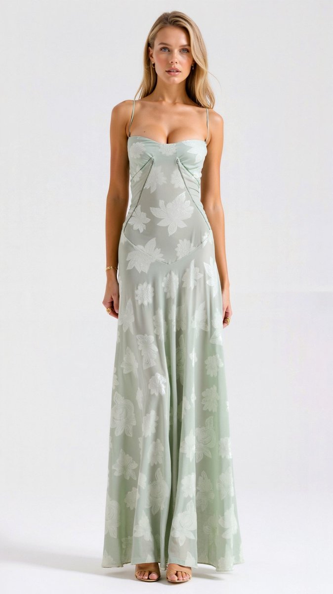 Women's Fall Wedding Guest Dress Floral Lace Bustier Maxi
