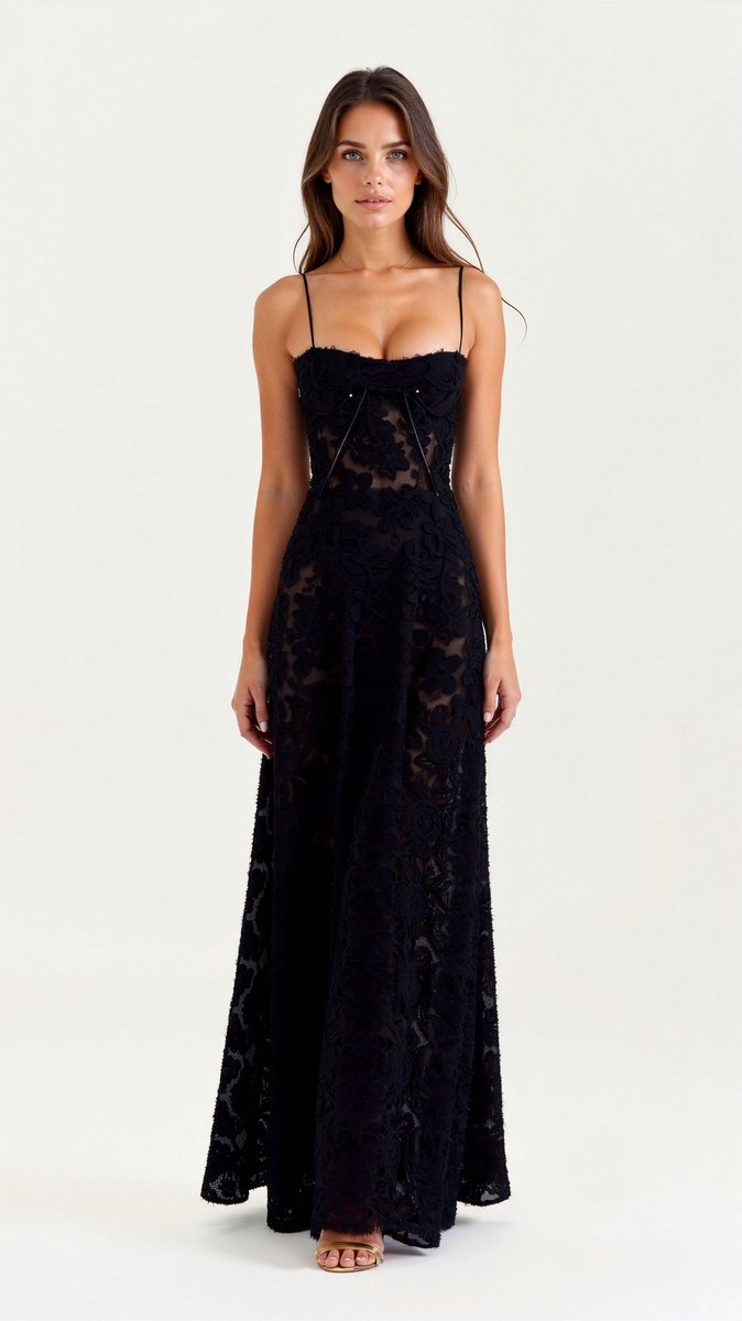 Women's Fall Wedding Guest Dress Floral Lace Bustier Maxi