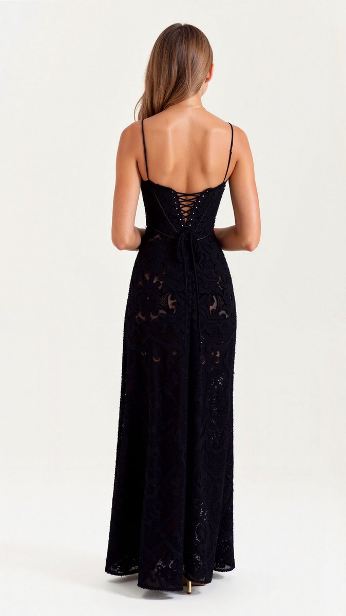 Women's Fall Wedding Guest Dress Floral Lace Bustier Maxi