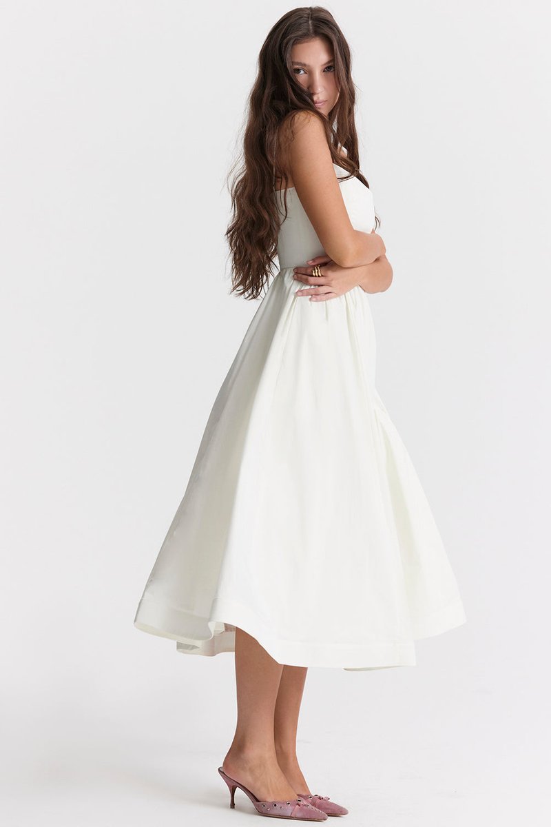 Women's Fall Wedding Guest Dress Flowy A-Line Midi Spaghetti Strap