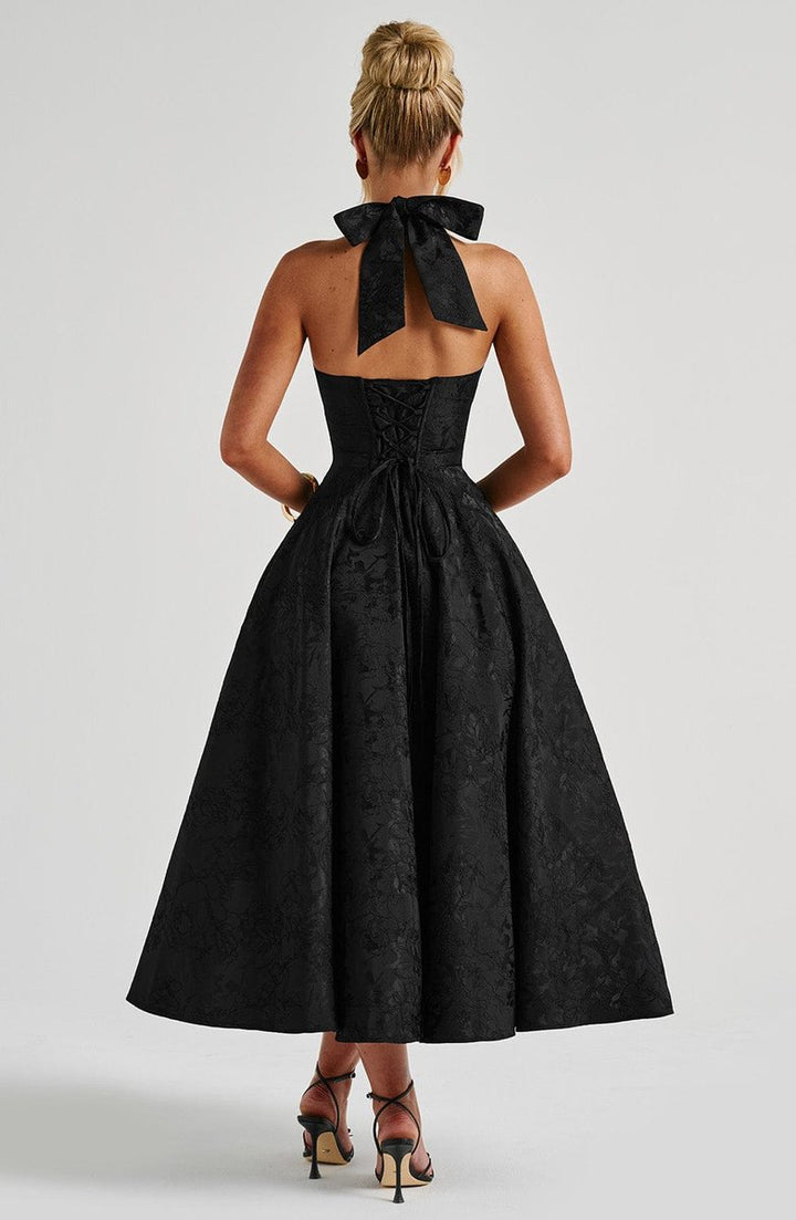 Women's Fall Wedding Guest Dress Halter Corset Midi Ball Gown