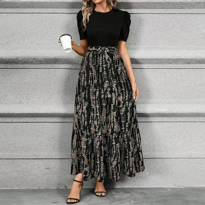 Women's Fall Wedding Guest Dress High-Waist Floral Ruffle Maxi