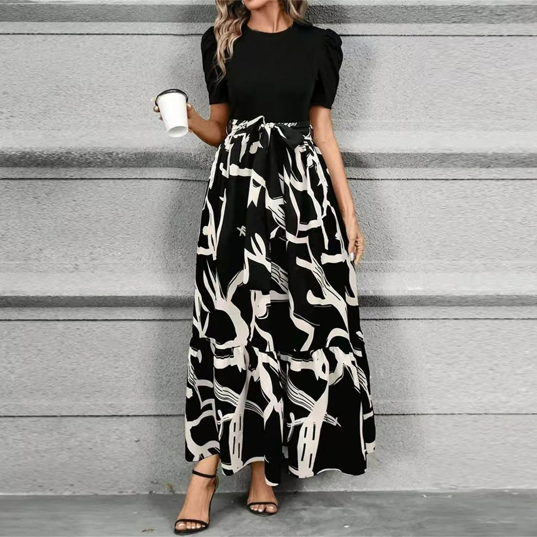 Women's Fall Wedding Guest Dress High-Waist Floral Ruffle Maxi
