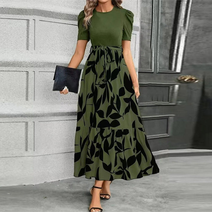 Women's Fall Wedding Guest Dress High-Waist Floral Ruffle Maxi