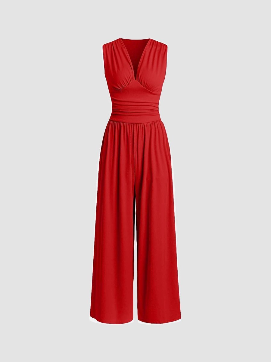 Women's Fall Wedding Guest Dress Sleeveless Wide-Leg Jumpsuit