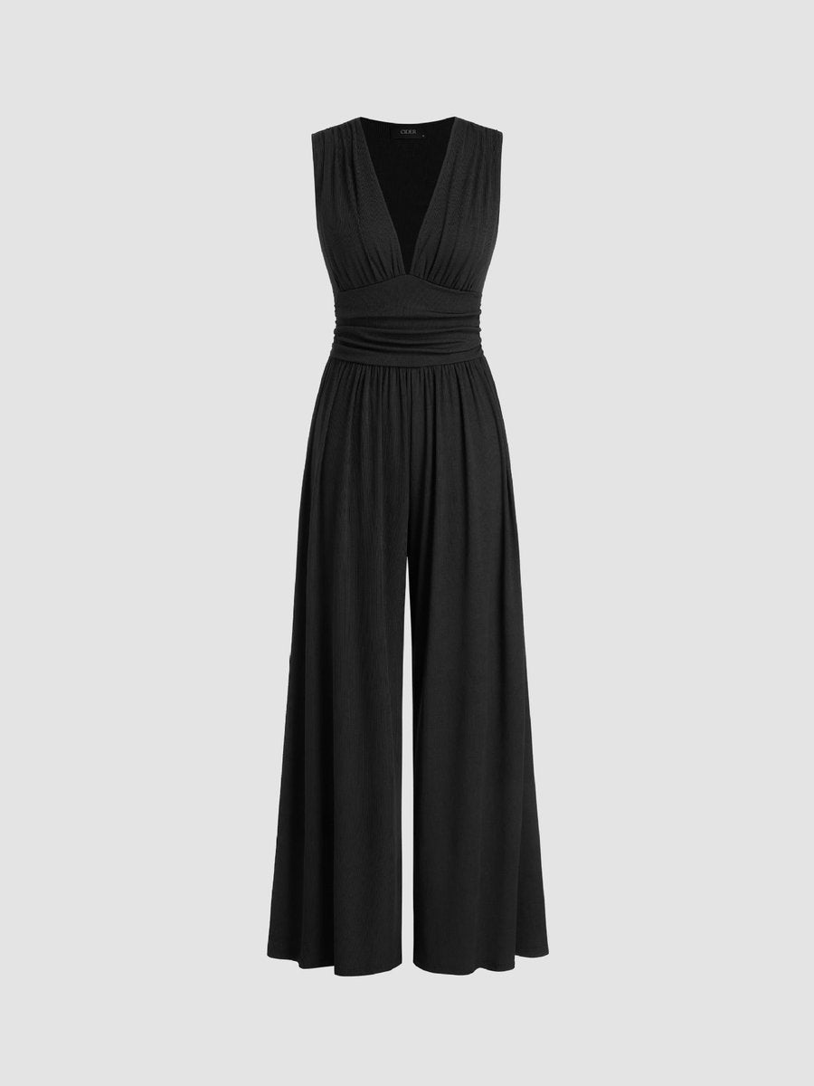 Women's Fall Wedding Guest Dress Sleeveless Wide-Leg Jumpsuit