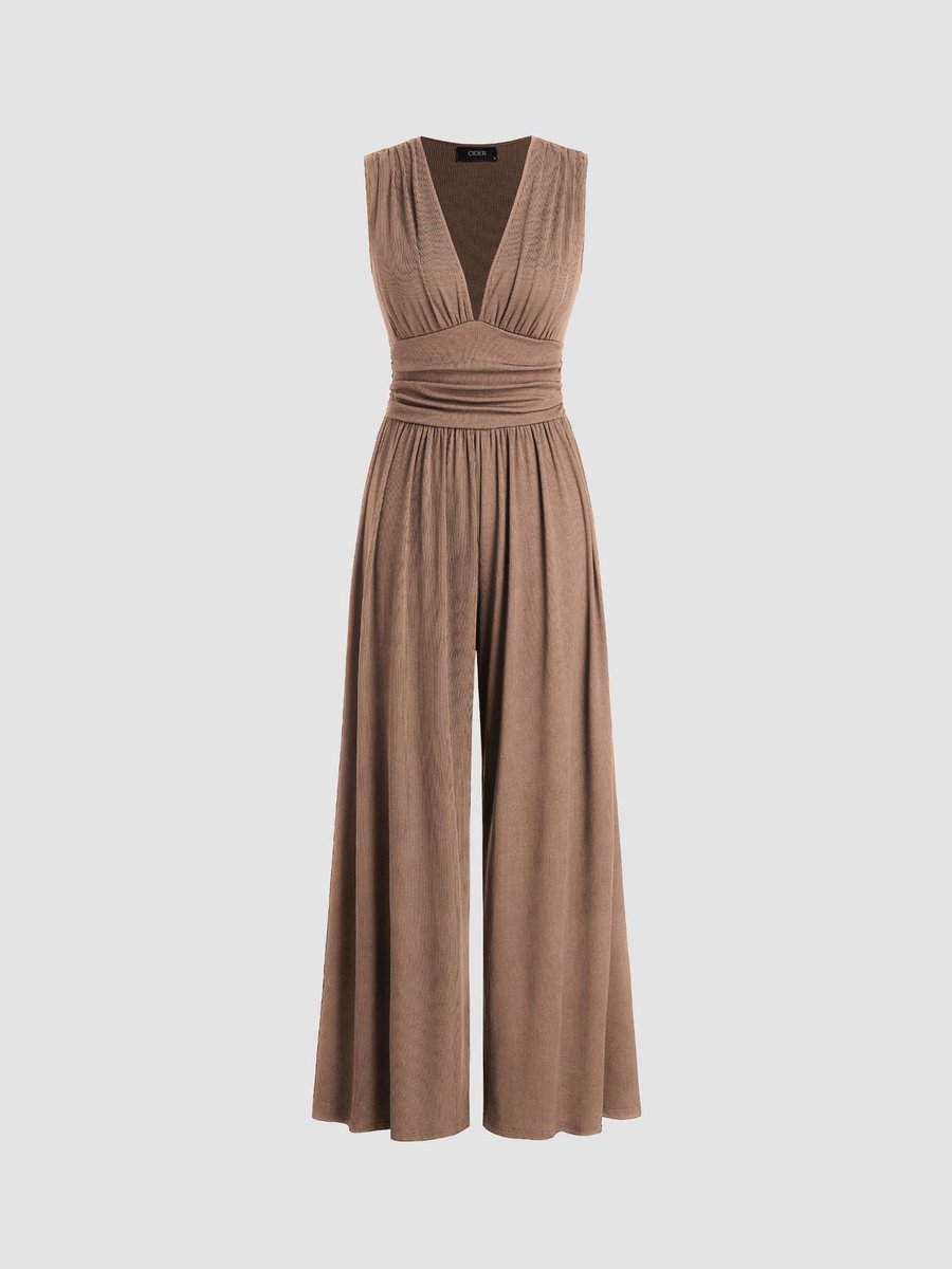 Women's Fall Wedding Guest Dress Sleeveless Wide-Leg Jumpsuit