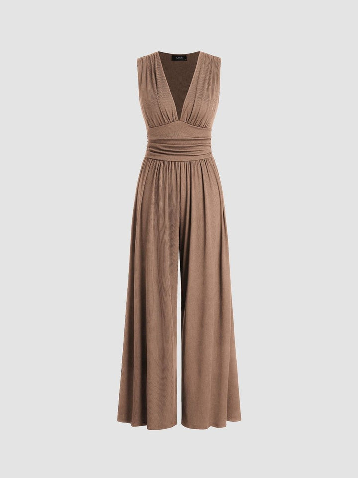 Women's Fall Wedding Guest Dress Sleeveless Wide-Leg Jumpsuit