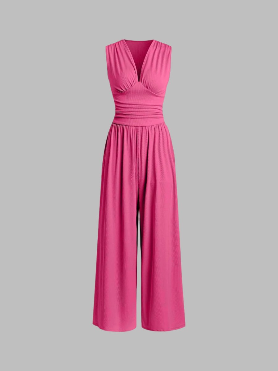 Women's Fall Wedding Guest Dress Sleeveless Wide-Leg Jumpsuit