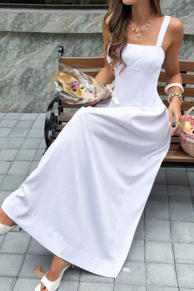 Women's Fall Wedding Guest Dress Square Neck A-Line Maxi
