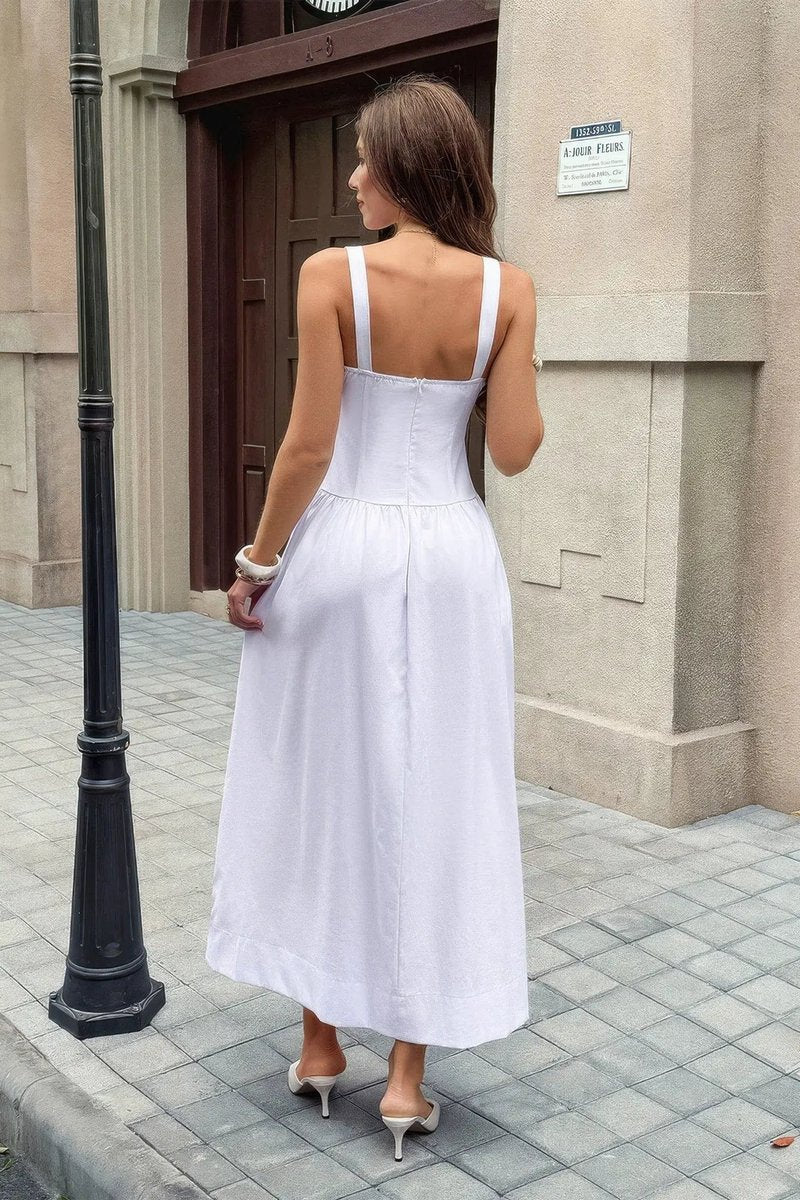 Women's Fall Wedding Guest Dress Square Neck A-Line Maxi